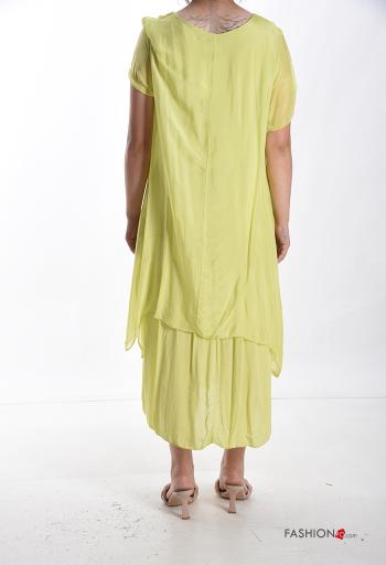 Abito in Seta maniche corte girocollo con balze - ph 2