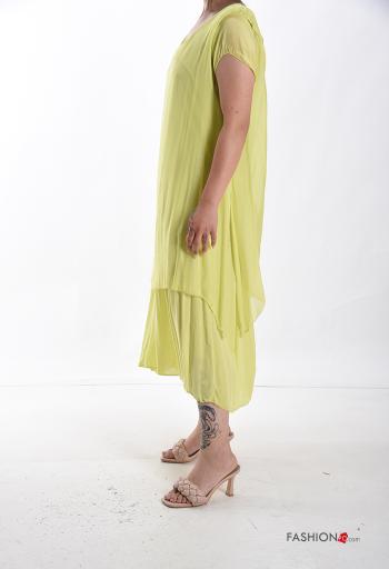 Abito in Seta maniche corte girocollo con balze - ph 3