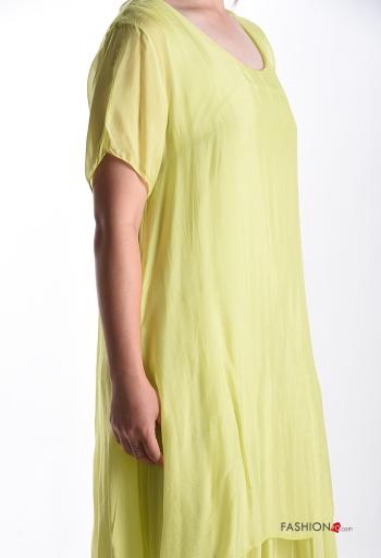 Abito in Seta maniche corte girocollo con balze - ph 4