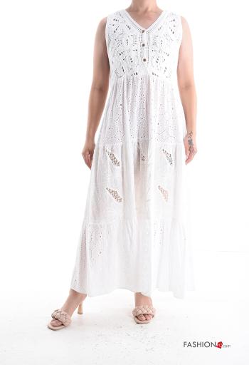 Abito in Cotone con bottoni in pizzo sangallo - ph 1