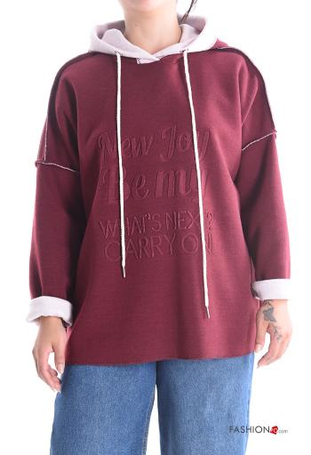 Felpa maniche lunghe Fantasia scritta con cappuccio - ph 1