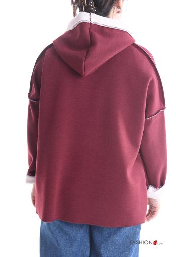 Felpa maniche lunghe Fantasia scritta con cappuccio - ph 2