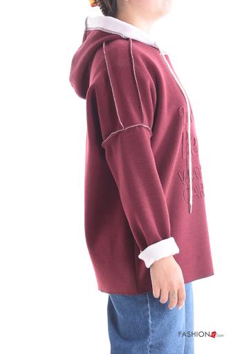 Felpa maniche lunghe Fantasia scritta con cappuccio - ph 3