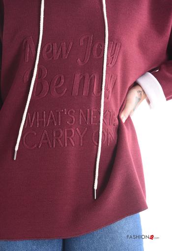 Felpa maniche lunghe Fantasia scritta con cappuccio - ph 4