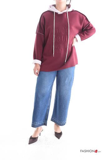 Felpa maniche lunghe Fantasia scritta con cappuccio - ph 5