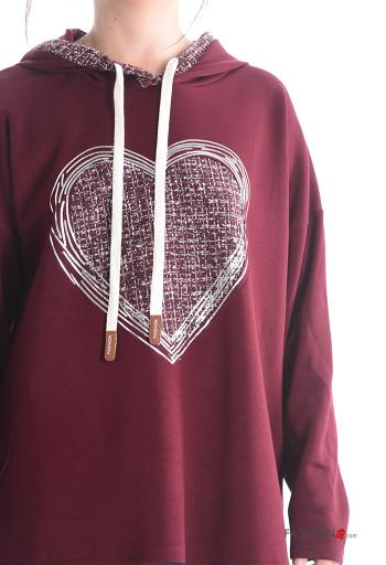 Sudadera De lurex manga larga estampado de corazón con capucha - ph 4