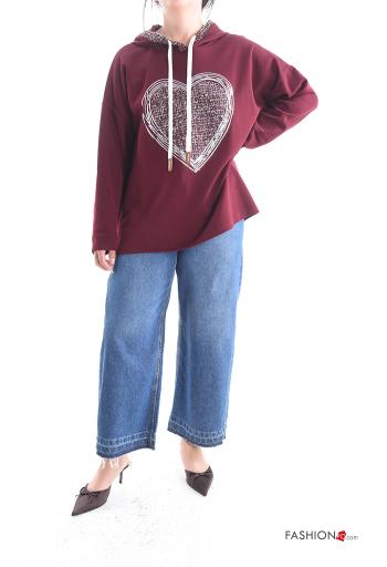Sudadera De lurex manga larga estampado de corazón con capucha - ph 5