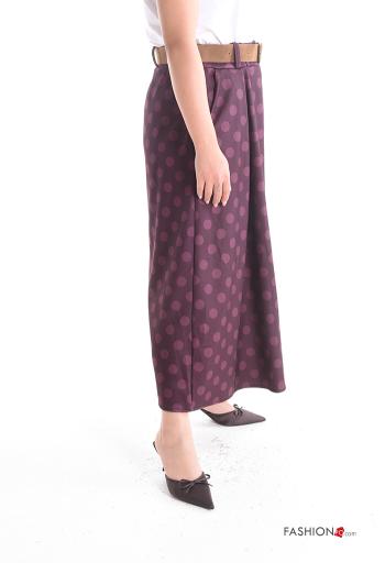 Polka-dot full Skirt with belt with pockets - ph 3