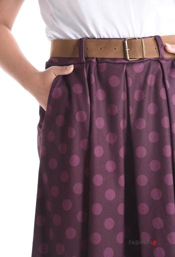 Polka-dot full Skirt with belt with pockets - ph 4
