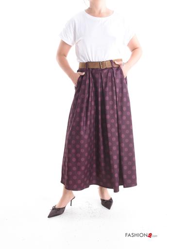 Polka-dot full Skirt with belt with pockets - ph 5