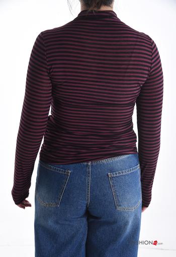 Streifenmuster Langarmshirt aus Kaschmir-Mischung Rollkragen- - ph 2