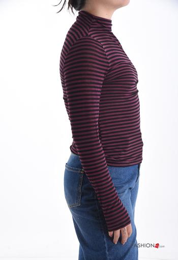 Streifenmuster Langarmshirt aus Kaschmir-Mischung Rollkragen- - ph 3