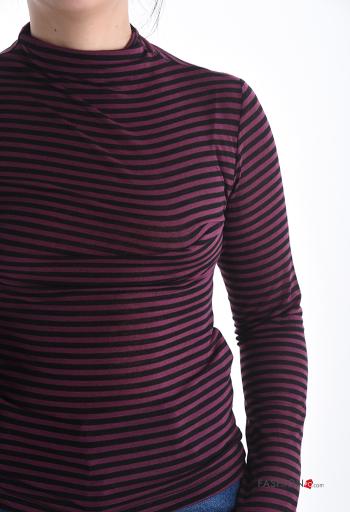 Streifenmuster Langarmshirt aus Kaschmir-Mischung Rollkragen- - ph 4