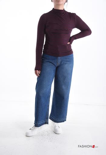 Streifenmuster Langarmshirt aus Kaschmir-Mischung Rollkragen- - ph 5