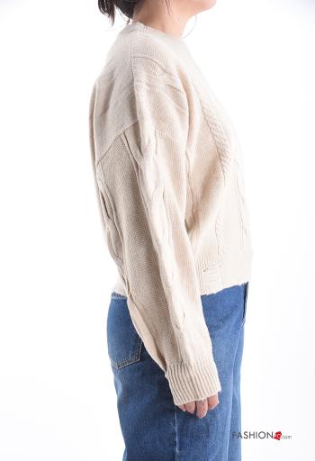 Camisola manga comprida gola redonda Padrão bordado - ph 3