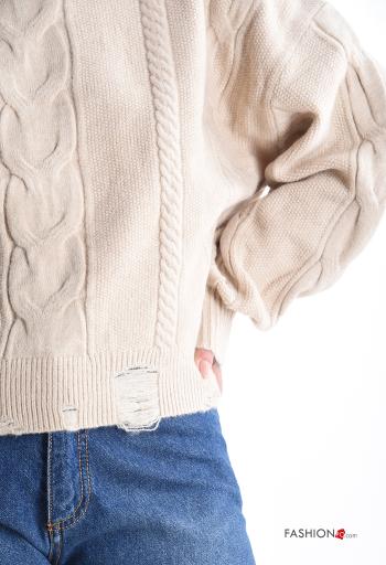 Camisola manga comprida gola redonda Padrão bordado - ph 4