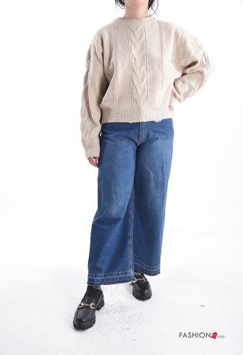 Camisola manga comprida gola redonda Padrão bordado - ph 5