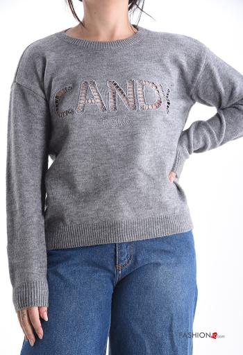 Embroidered long sleeve crew neck Sweater - ph 1