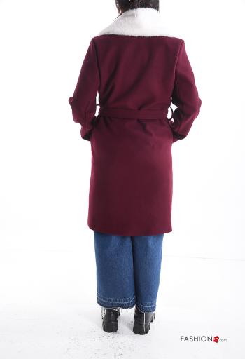 Cappotto pelliccia sintetica con cintura con tasche - ph 2