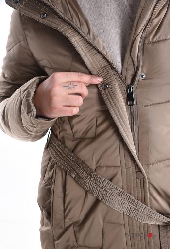 Piumino con cintura con cappuccio con zip con tasche - ph 4