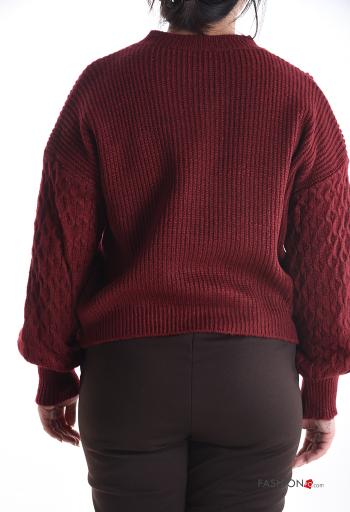 Camisola em Lã mista manga comprida em jersey canelado gola redonda Padrão escrito - ph 2