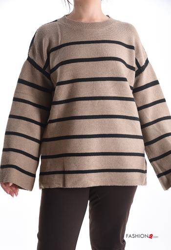 Maglione in Cotone maniche lunghe girocollo Fantasia righe - ph 1