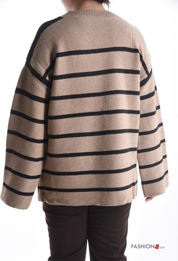 Maglione in Cotone maniche lunghe girocollo Fantasia righe - ph 2