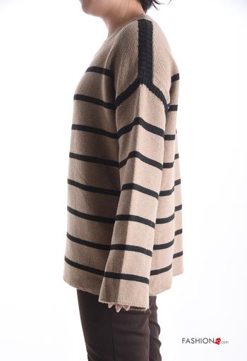 Maglione in Cotone maniche lunghe girocollo Fantasia righe - ph 3