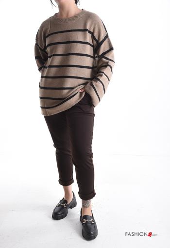 Maglione in Cotone maniche lunghe girocollo Fantasia righe - ph 5