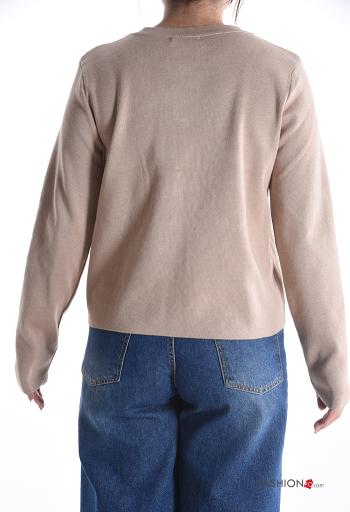 Cardigan girocollo tipo “Chanel” maniche lunghe con bottoni - ph 2