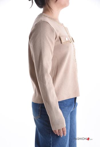 Cardigan girocollo tipo “Chanel” maniche lunghe con bottoni - ph 3