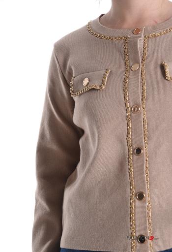 Cardigan girocollo tipo “Chanel” maniche lunghe con bottoni - ph 4
