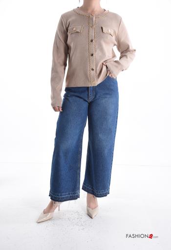 Cardigan girocollo tipo “Chanel” maniche lunghe con bottoni - ph 5