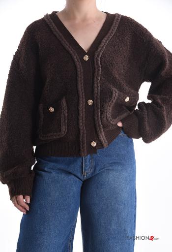 Blusão em Lã mista com botões com bolsos