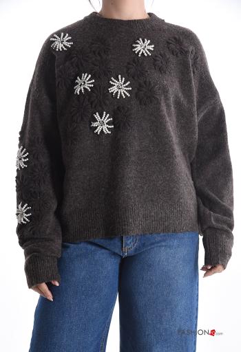 Camisola em Lã mista com tachas