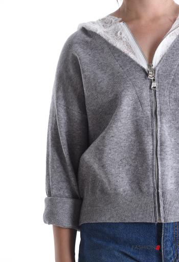 Blusão renda com fecho com capuz - ph 4