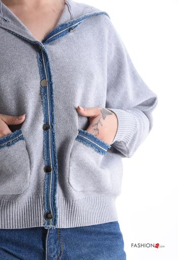 Felpa con tasche con bottoni con cappuccio - ph 4