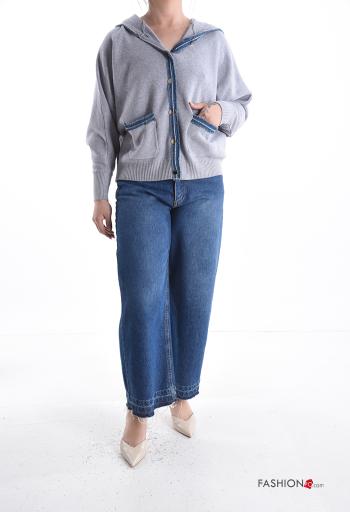 Felpa con tasche con bottoni con cappuccio - ph 5