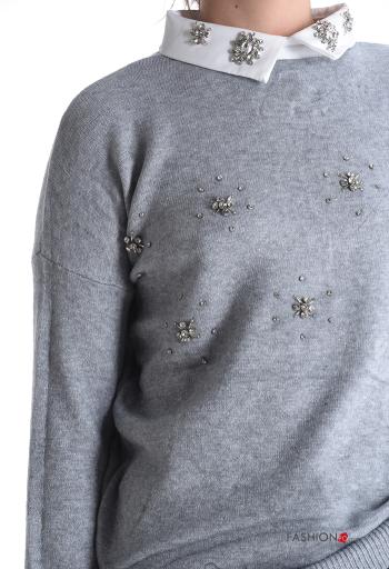 Strickpullover aus Baumwolle mit Strasssteinen - ph 4