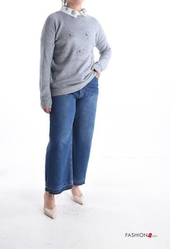 Strickpullover aus Baumwolle mit Strasssteinen - ph 5