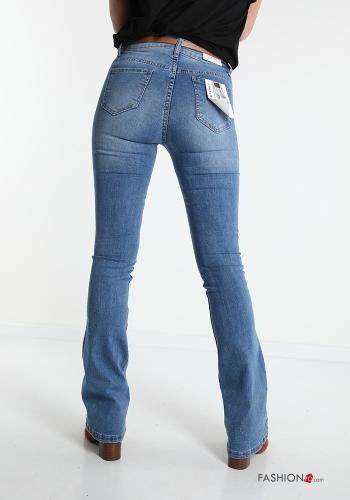 Jeans aus Baumwolle  mit Gürtel ausgestellte mit Taschen - ph 2