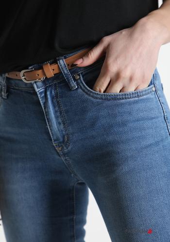 Jeans aus Baumwolle  mit Gürtel ausgestellte mit Taschen - ph 4