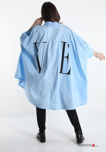 Shirt dress in Cotton  with buttons Written print - ph 2