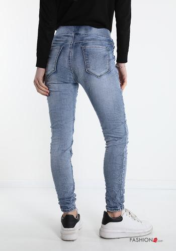Jeans in Cotton  with buttons with pockets with bow - ph 2