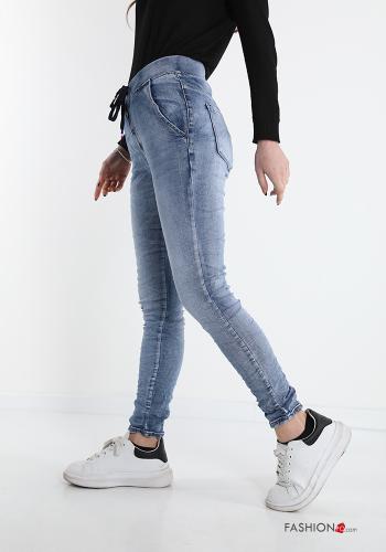 Jeans in Cotton  with buttons with pockets with bow - ph 3