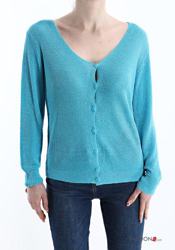 Cardigan lurex con bottoni scollo a V
