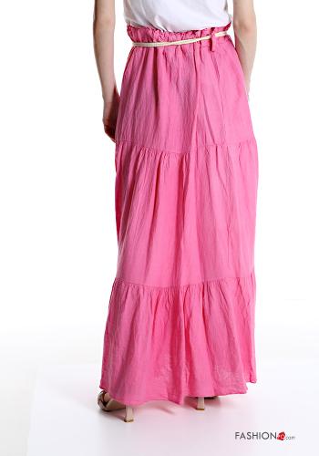 Longuette Linen Skirt with belt with flounces - ph 2