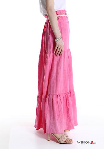 Longuette Linen Skirt with belt with flounces - ph 3
