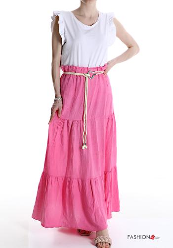 Longuette Linen Skirt with belt with flounces - ph 5