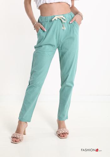 Hose aus Baumwolle mit Taschen mit Schleife - ph 1